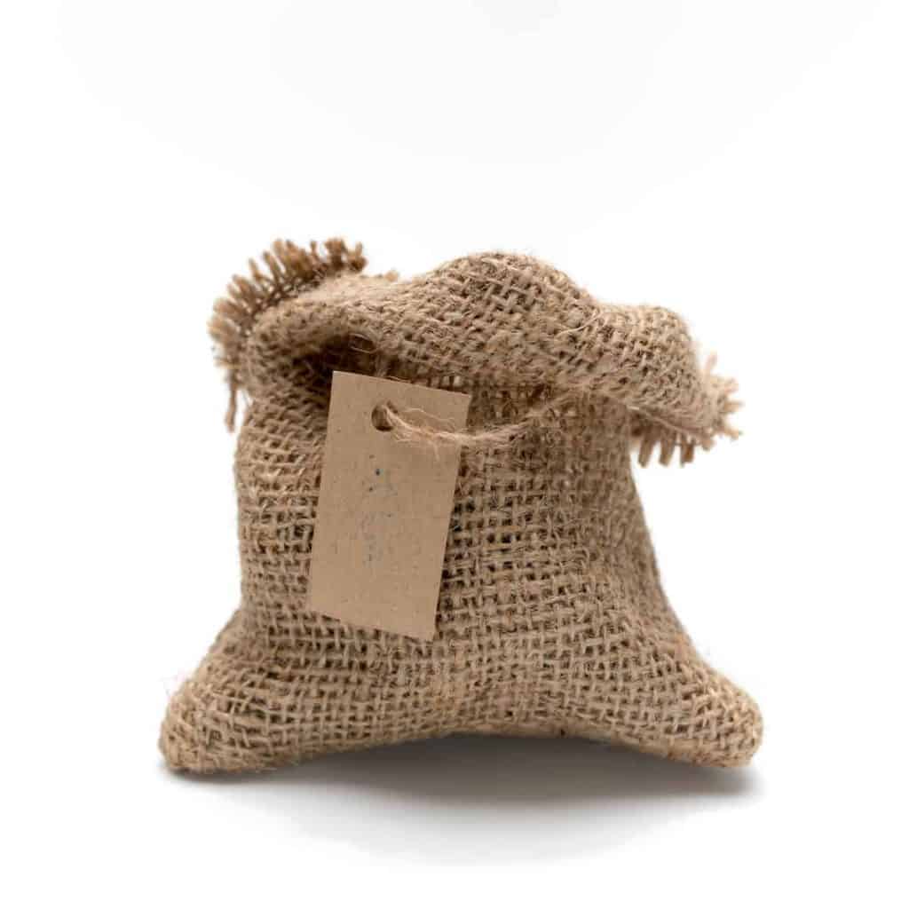 Eco friendly soap packaging, burlap bag with tag