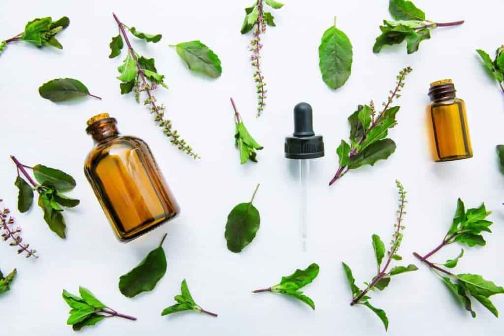 Natural antibacterial soap, basil oil