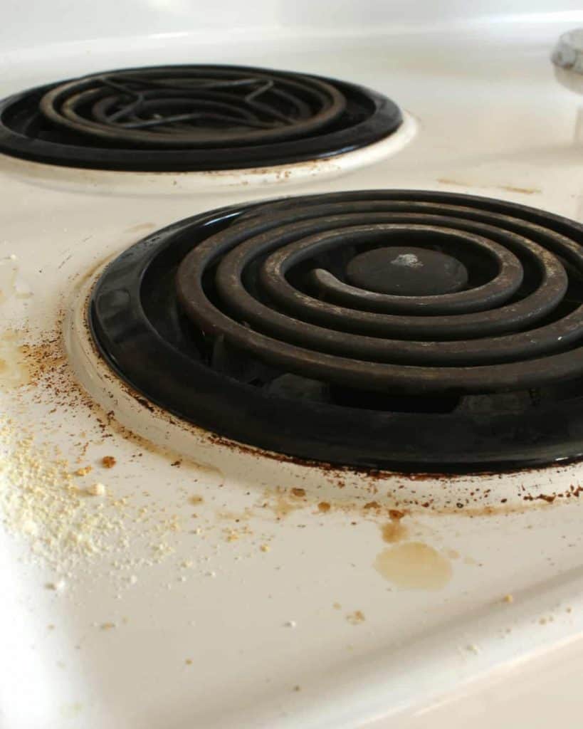 how to clean coil stove top, dirty stove